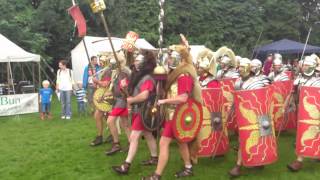 Roman Reenactment at the Amphitheatre in Caerleon Marching In [upl. by Nylassej]