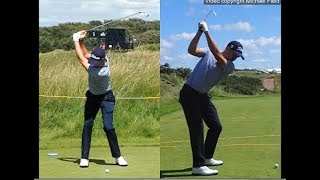 Justin Thomas golf swing  Long Iron faceon amp downtheline July 2017 [upl. by Ax]