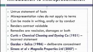 Misrepresentation Lecture 1 of 4 [upl. by Anhsirk]